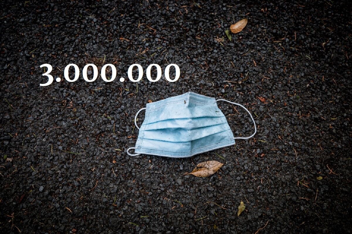 Iedere minuut worden 3 miljoen mondkapjes weggegooid