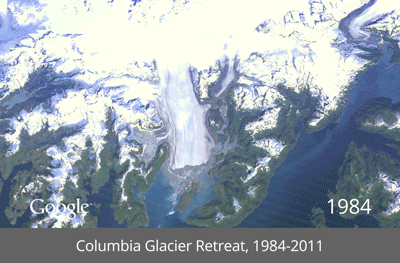 Columbia Glacier, Alaska - satellietbeelden